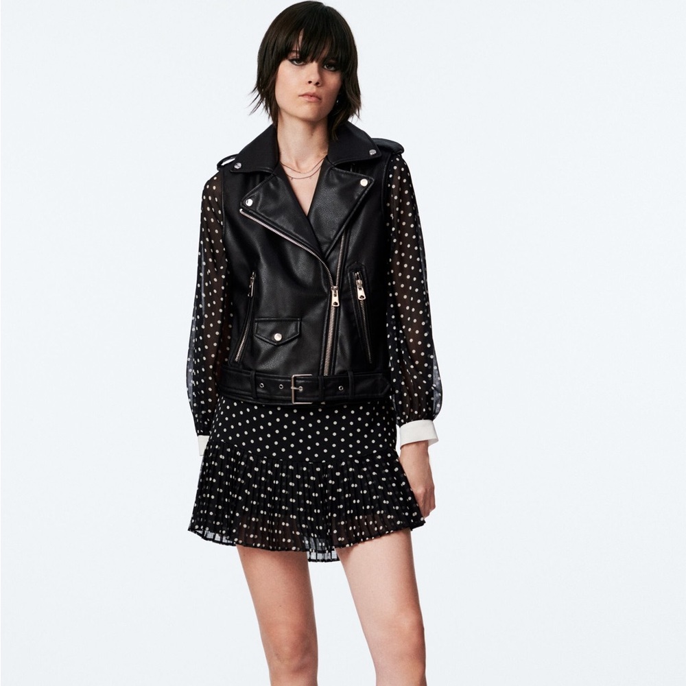 Zara faux leather moto vest